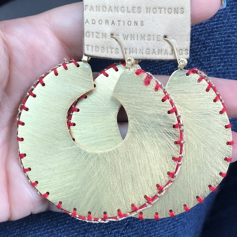 Anthropologie Julie Stitched Hoop Earrings - Picture 5 of 5